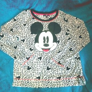 Disney Leopard Mickey Cozy Lounge/Pajama Shirt NWOT Size XL